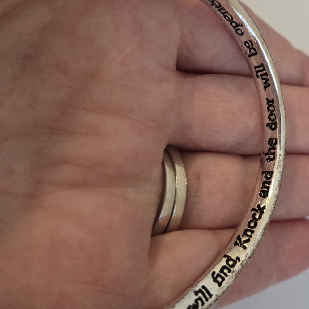 MOBIUS ASK SEEK KNOCK BANGLE BRACELET SILVER-PLATED, Gift Boxed #7 - Picture 9 of 16
